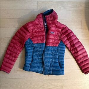 Patagonia Red and Blue Puffer Down Sweater Jacket